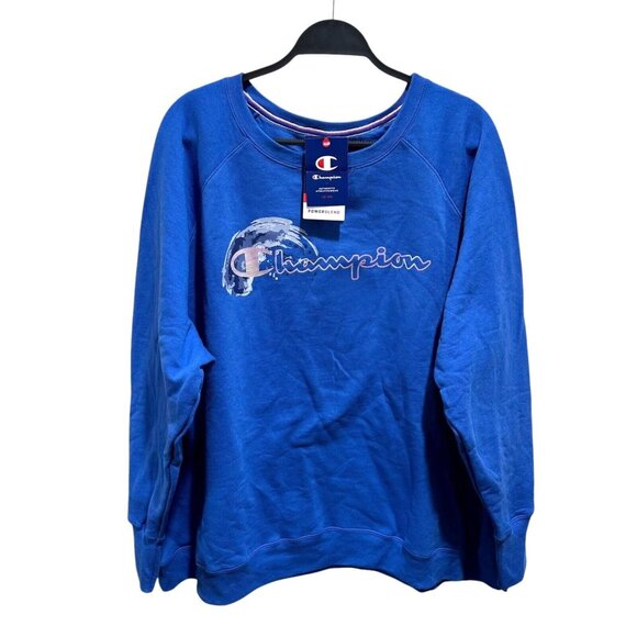 Champion Tops - Champion Women’s Plus Size 4X Blue Fleece Pullover Crewneck Sweatshirt NWT